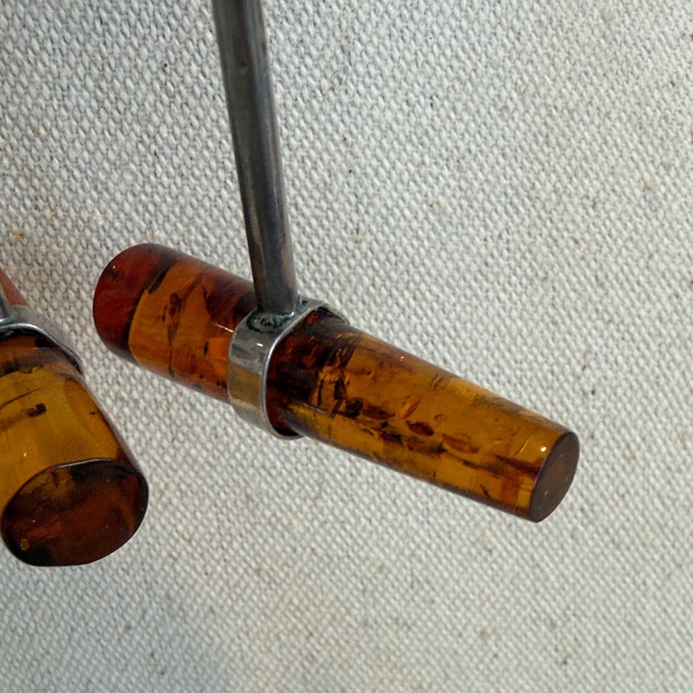 Elegant Amber and Silver Dangle Earrings - Picture 8 of 8